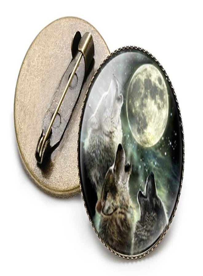 vmcoatdu Round 1 Inch Wolf Head Pin Cute Brooch Metal and Glass Revivalism Style Souvenir Badge Brooch for Hat Clothes Backpack (Wolf Head E) - Image 5